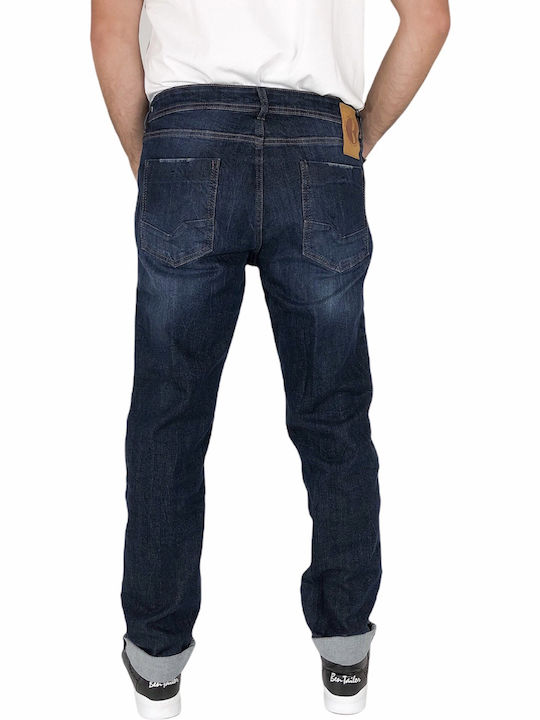 Back2jeans Ανδρικό Παντελόνι Τζιν Ελαστικό σε Relaxed Εφαρμογή Navy Μπλε