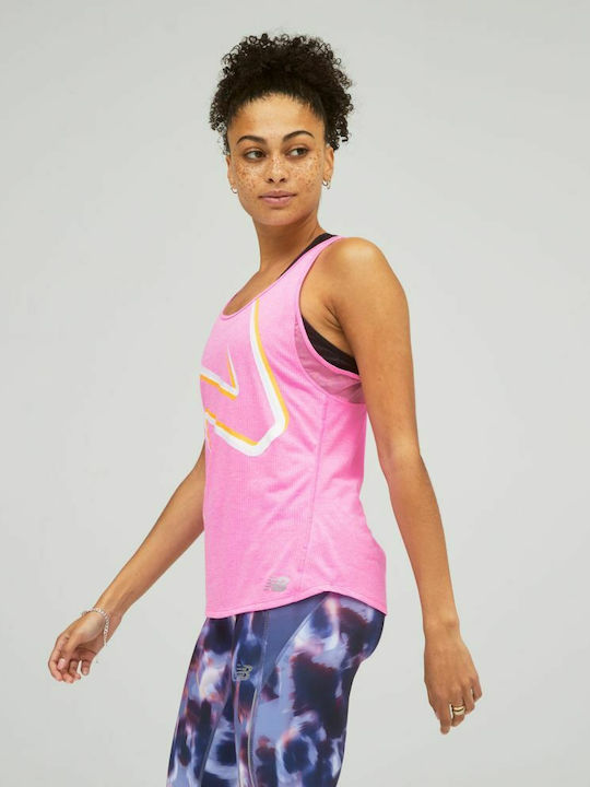 New Balance Impact Running Αμάνικη Γυναικεία Αθλητική Μπλούζα Ροζ
