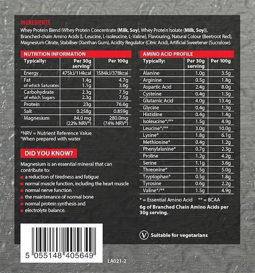Lamberts Performance Whey Protein & Magnesium Protein Whey with Flavor Strawberry 1kg