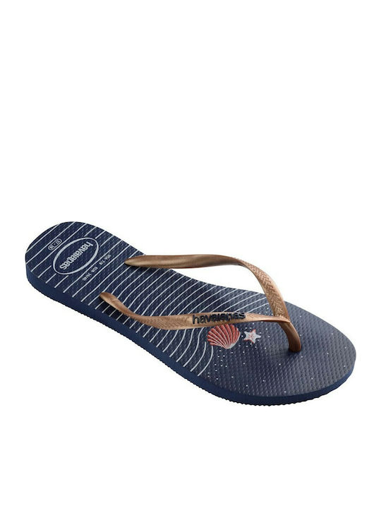 Slim Nautical Women's Flip Flops Gold