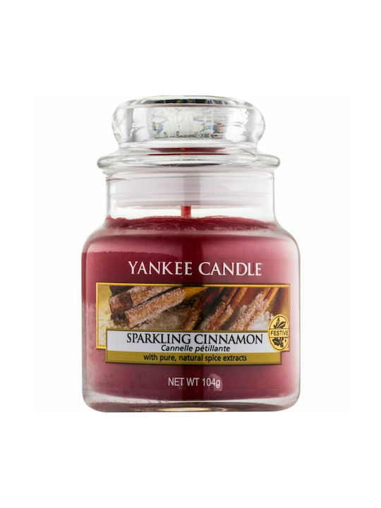 Yankee Candle Scented Candle Jar with Scent Sparkling Cinnamon Red 104gr 1pcs