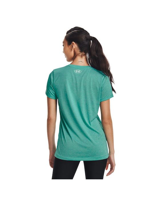 Under Armour Damen Sportlich T-shirt Schnell trocknend mit V-Ausschnitt Sea Mist