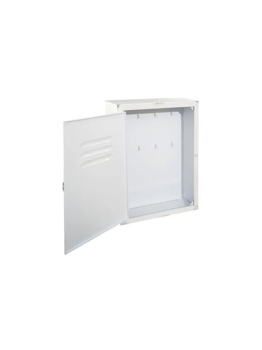 Wall Key Holder Metallic 141187 White 6 positions 23.5x9x30cm
