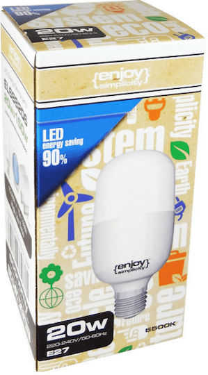 Elvhx Λάμπα LED 20W 80mm για Ντουί E27 και Σχήμα T80 Ψυχρό Λευκό 1800lm