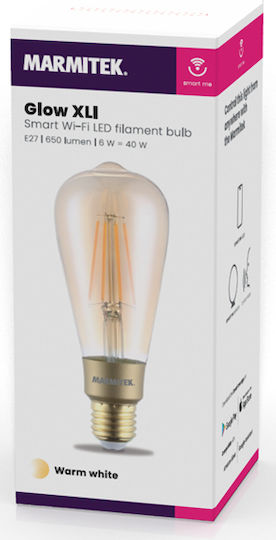 Marmitek Smart Bulb GLOW XLI LED 6W for Socket E27 and Shape ST64 Warm White 650lm Dimmable