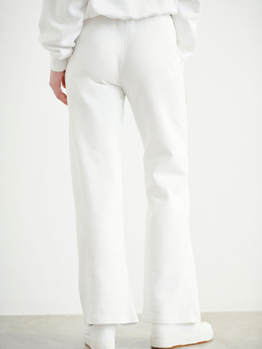 SugarFree Women's High Waist Wide Sweatpants White