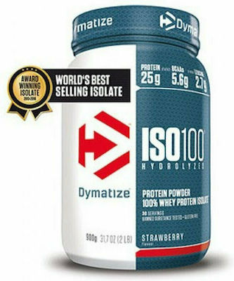 Dymatize ISO 100 Hydrolyzed Πρωτεΐνη Ορού Γάλακτος Χωρίς Γλουτένη με Γεύση Φράουλα 900gr