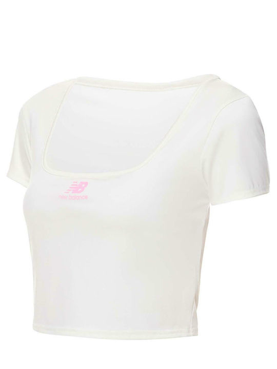 Athletics Γυναικείο Αθλητικό Crop Top Κοντομάνικο Μπεζ