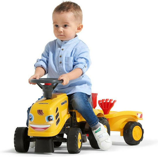 Kids Foot-to-Floor Ride On Tractor with Trailer & Pedal Komatsu Yellow