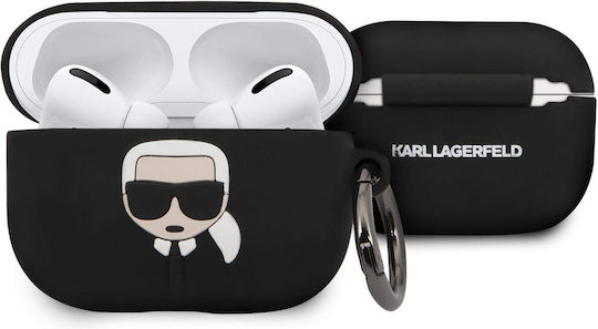 Karl Lagerfeld Karl Head Θήκη Σιλικόνης με Γάντζο σε Μαύρο χρώμα για Apple AirPods 3