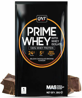 QNT Prime Whey Proteină din Zer Fără gluten cu Aromă de Brownie cu ciocolată belgiană 30gr