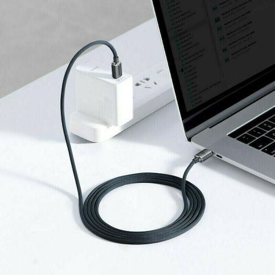 Baseus Crystal Shine Плетен USB 2.0 Кабел USB-C Мъжки - USB-C 100W PD Черен 1.2m CAJY000601