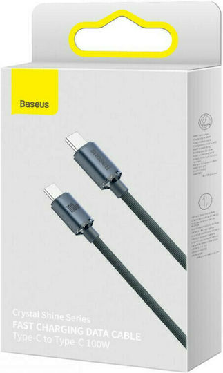 Baseus Crystal Shine Плетен USB 2.0 Кабел USB-C Мъжки - USB-C 100W PD Черен 1.2m CAJY000601