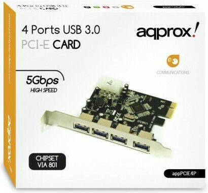 Approx Κάρτα PCIe σε 4 θύρες USB 3.0