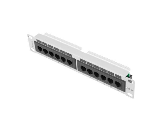 Lanberg Patch Panel Unshielded για Rack 1U 10" 12 Θυρών Γκρι