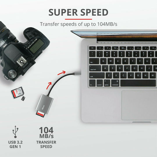 Trust Dalyx Fast Card Reader Type-C για SD Ασημί