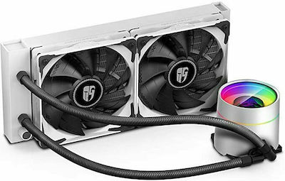 Deepcool Castle 240EX Wasserkühlungssystem für Prozessoren Doppelter Ventilator 120mm für Socket /A/M/4/ / / /1/2/0/0/ /1/1/5/x/ mit RGB Beleuchtung Weiß