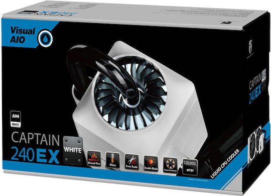 Deepcool Captain 240 EX White Υδρόψυξη Επεξεργαστή Διπλού Ανεμιστήρα 120mm για Socket 1200/115x Λευκή
