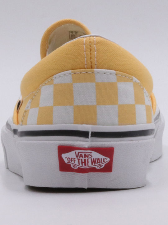 Classic Checkerboard Men's Canvas Slip-Ons Yellow