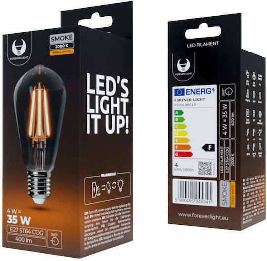 Forever Light LED крушка 4W за фасунга E27 и форма ST64 Топло бяло 400лм