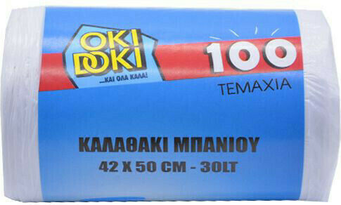 Plastika THrakis Trash Bags Capacity 30lt Oki Doki 42x50cm 100pcs Transparent