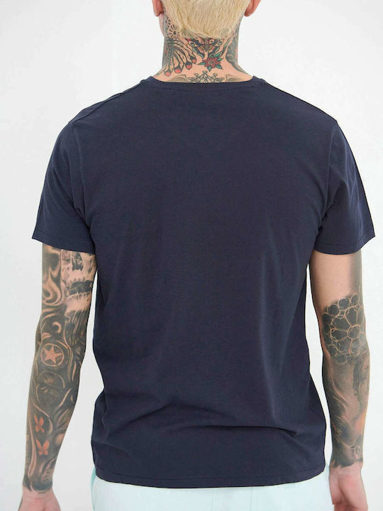 Funky Buddha Herren T-Shirt Kurzarm mit V-Ausschnitt Marineblau