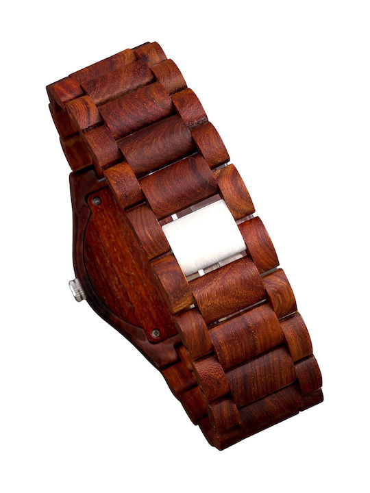 Bewell Notus Watch Battery with Brown Wooden Bracelet