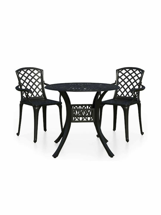 Garten- und Outdoor-Möbelsets 3 Stück Schwarz mit Sonnenschirmhalter