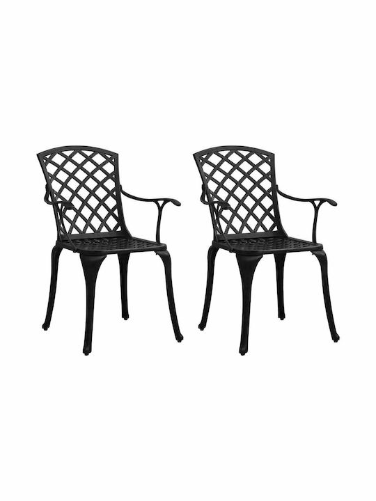 Garden & Outdoor Furniture Sets Dining Room Set 3 Pieces Black with Umbrella Holder