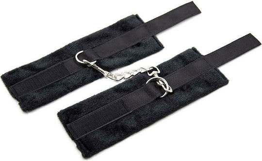 IntoYou Velcro Handcuffs With Long Fur Handschellen Black