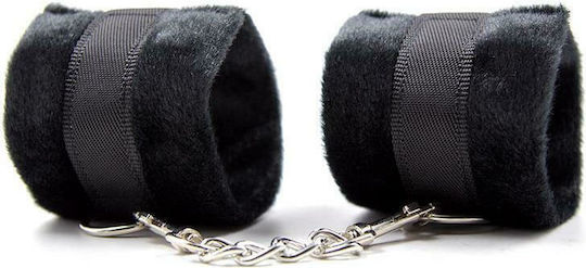 IntoYou Velcro Handcuffs With Long Fur Handschellen Black