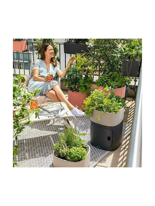 Lechuza Pila Stick Self-watering Planter Box Plastic Light Grey 35x35x16.6cm.