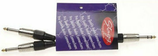 Stagg Audio Cable 1x 6.3mm male Stereo - 2x 6.3mm male Mono 0.1m (YC-0.11PS2PH))