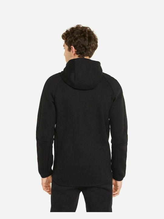 Puma Evostripe Men's Sweatshirt Jacket with Hood and Pockets Black