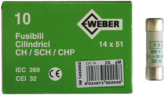Adeleq Safety Cylindrical Porcelain 14x51mm 2A (88-1029) 1pcs