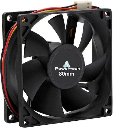 Powertech Ventilator Carcasă PT-155 80mm (1300rpm / 21.8cfm) Fără Iluminare LED și Conexiune 3-Pin
