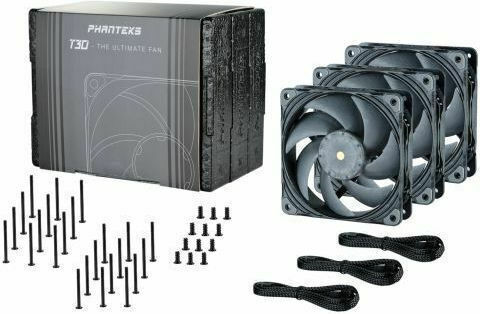 Phanteks F120T30 Gehäuselüfter (2000rpm / 67cfm) Ohne LEDs Beleuchtung und Verbindung 4-Pin PWM 3 Stück