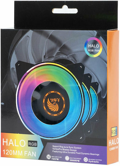 Halo Case Fans 120mm (1200rpm / 38cfm) with Green LED Colour and Connection 3-Pin / 4-Pin Molex