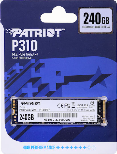 Patriot P310 SSD 240GB M.2 Type With PCI Express 3.0 Connection P310P240GM28