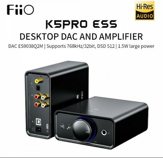 Fiio K5 Pro ESS Επιτραπέζιος Αναλογικός Ενισχυτής Ακουστικών Μονοκάναλος με DAC, USB και Jack 6.3mm