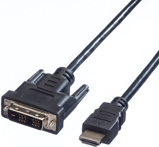 Roline Кабел DVI-D мъжки - HDMI мъжки 3м Черен (11.99.5532)