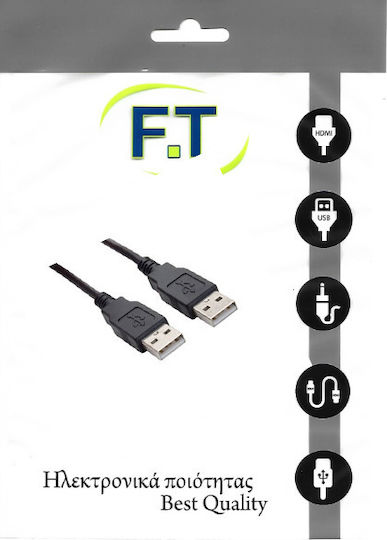 FT Electronics USB 2.0 Kabel USB-A-Stecker - USB-A-Stecker Schwarz 1.5m FTT16-602
