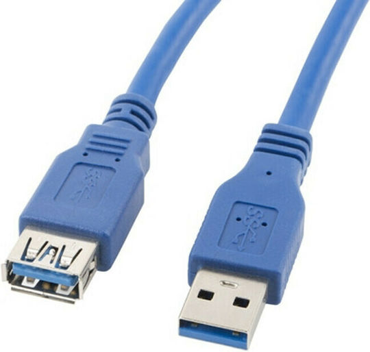 USB 2.0 Кабел USB-A мъжки - USB-A женски Син 1.5м 400300370