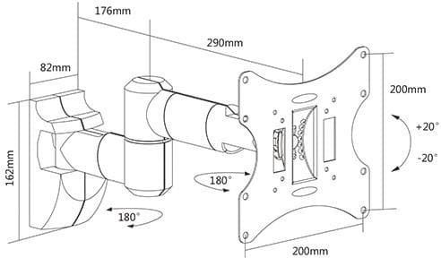 Brateck LCD-503A LCD-503A Wall TV Mount with Arm up to 42" and 30kg