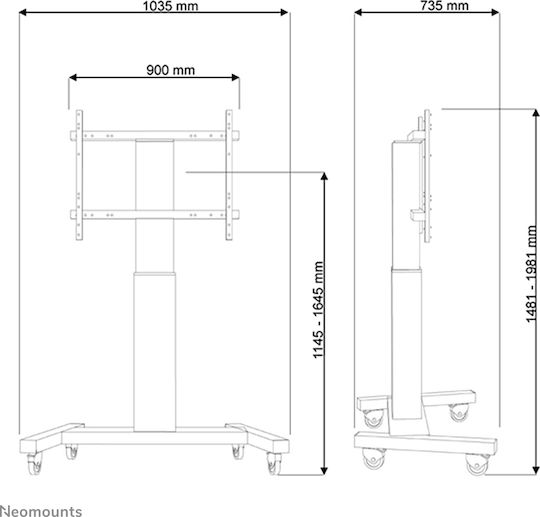 Neomounts PLASMA-M2250 PLASMA-M2250BLACK Suport TV pardoseală până la 100" și 130kg Negru