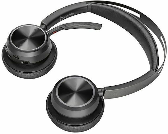 Poly Voyager Focus 2 UC Ασύρματα On Ear Multimedia Ακουστικά με μικρόφωνο και σύνδεση Bluetooth / USB-A