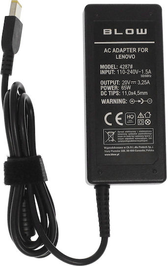 Blow Φορτιστής Laptop 65W 20V 3.25A για Lenovo χωρίς Καλώδιο Τροφοδοσίας