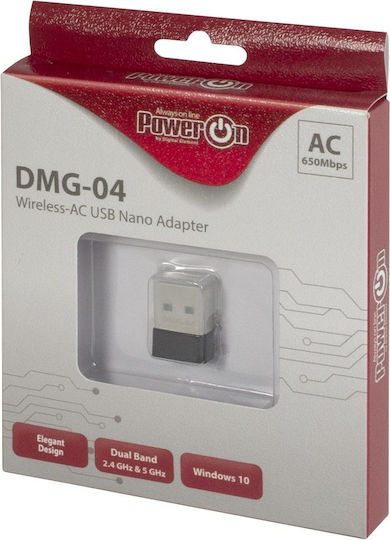 Inter-Tech DMG-04 USB Netzwerkadapter mit Drahtloser Verbindung Wi-Fi 650Mbps