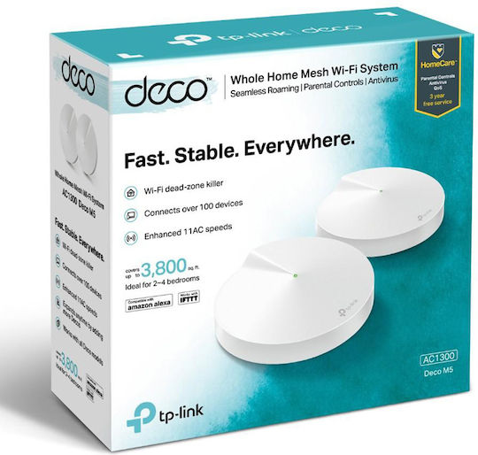 TP-LINK Deco M5 v2 WiFi Mesh Network Access Point Wi‑Fi 5 Dual Band (2.4 & 5GHz) in Double Kit
