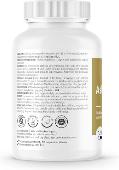 Zein Pharma Ashwagandha Extrakt KSM-66 500mg 120 Kapseln